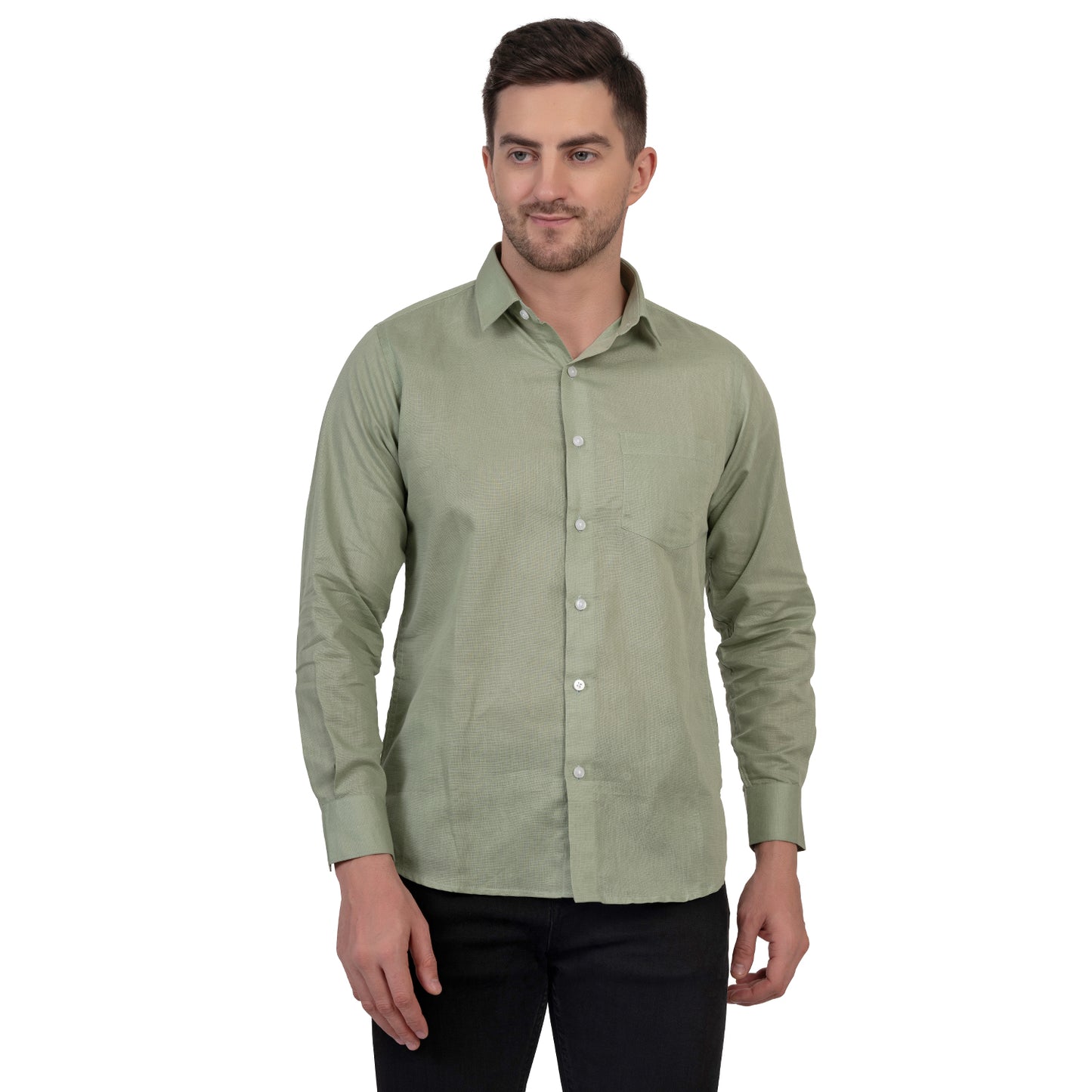 Full Sleeve Magic Linen Shirt (Olive Green)