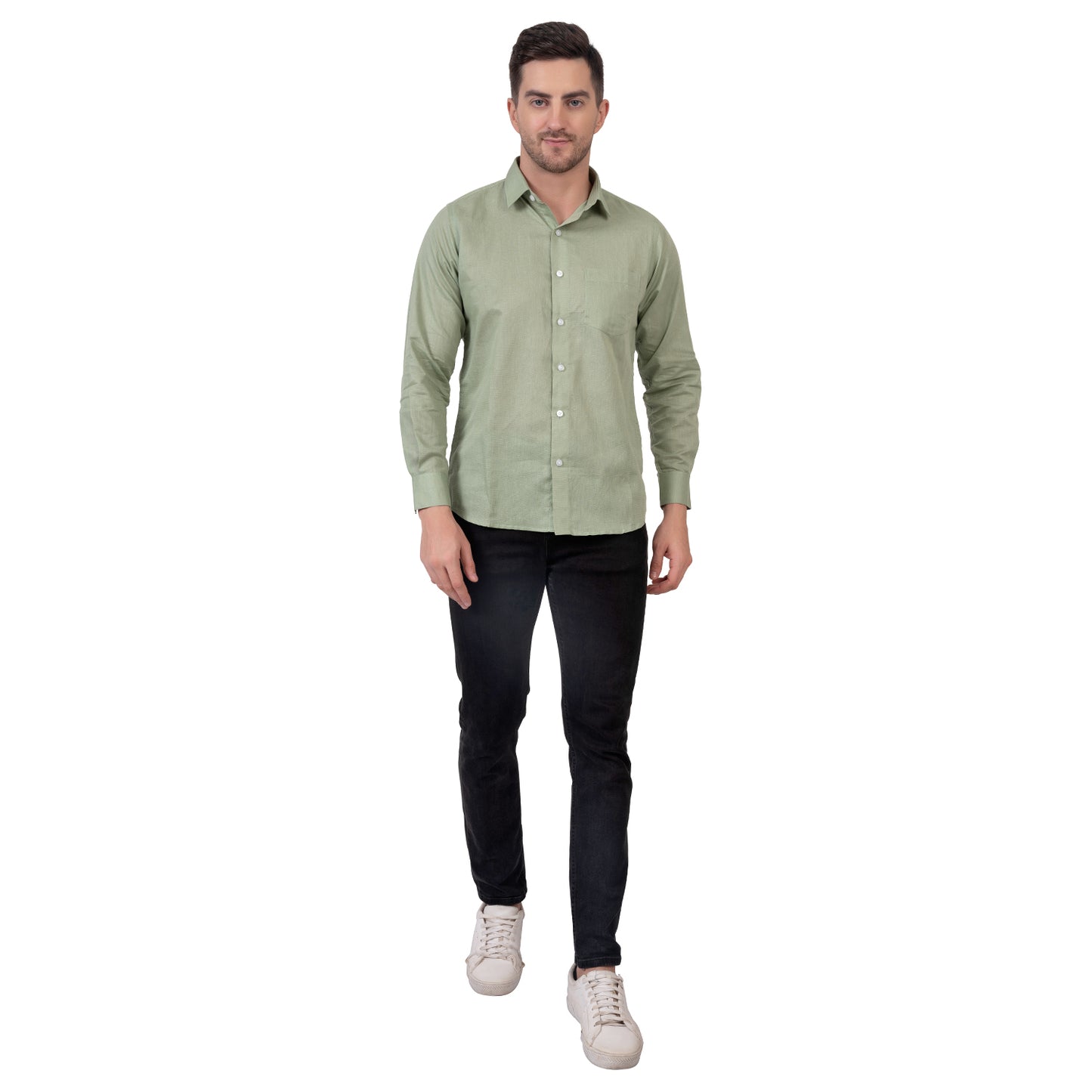 Full Sleeve Magic Linen Shirt (Olive Green)