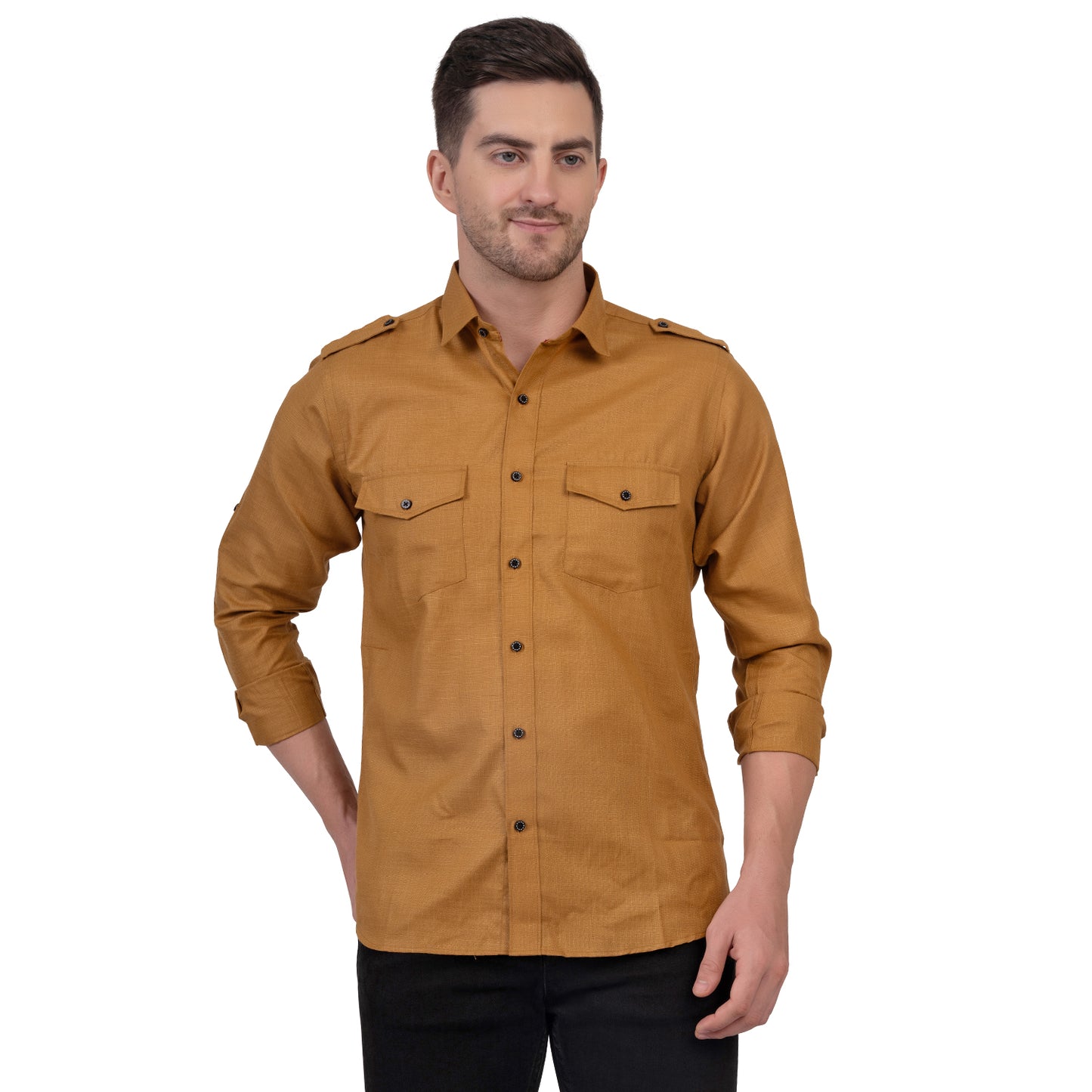 Full Sleeve Magic Linen Shirt (Golden Yellow)