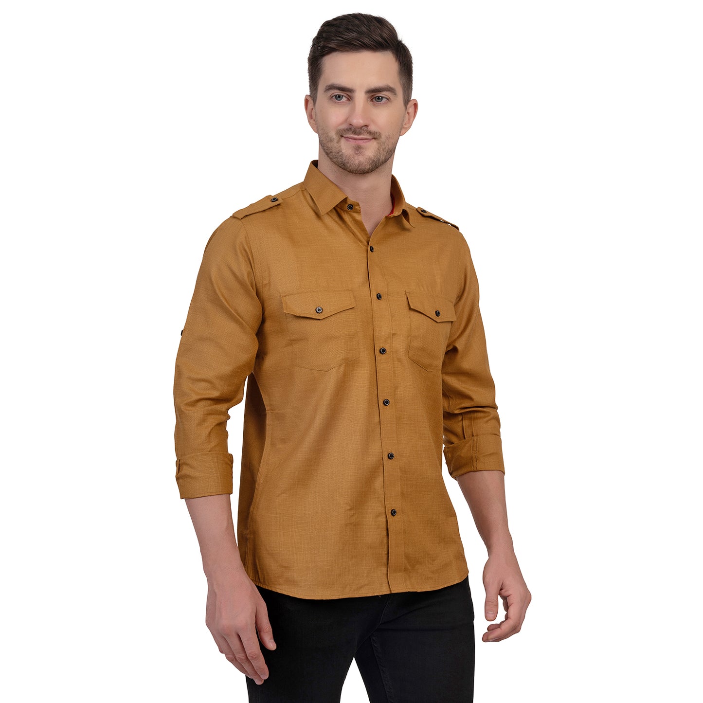 Full Sleeve Magic Linen Shirt (Golden Yellow)