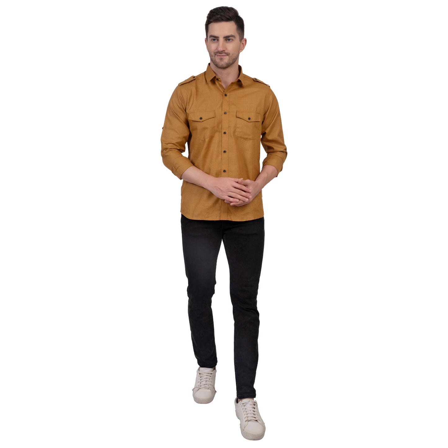 Full Sleeve Magic Linen Shirt (Golden Yellow)