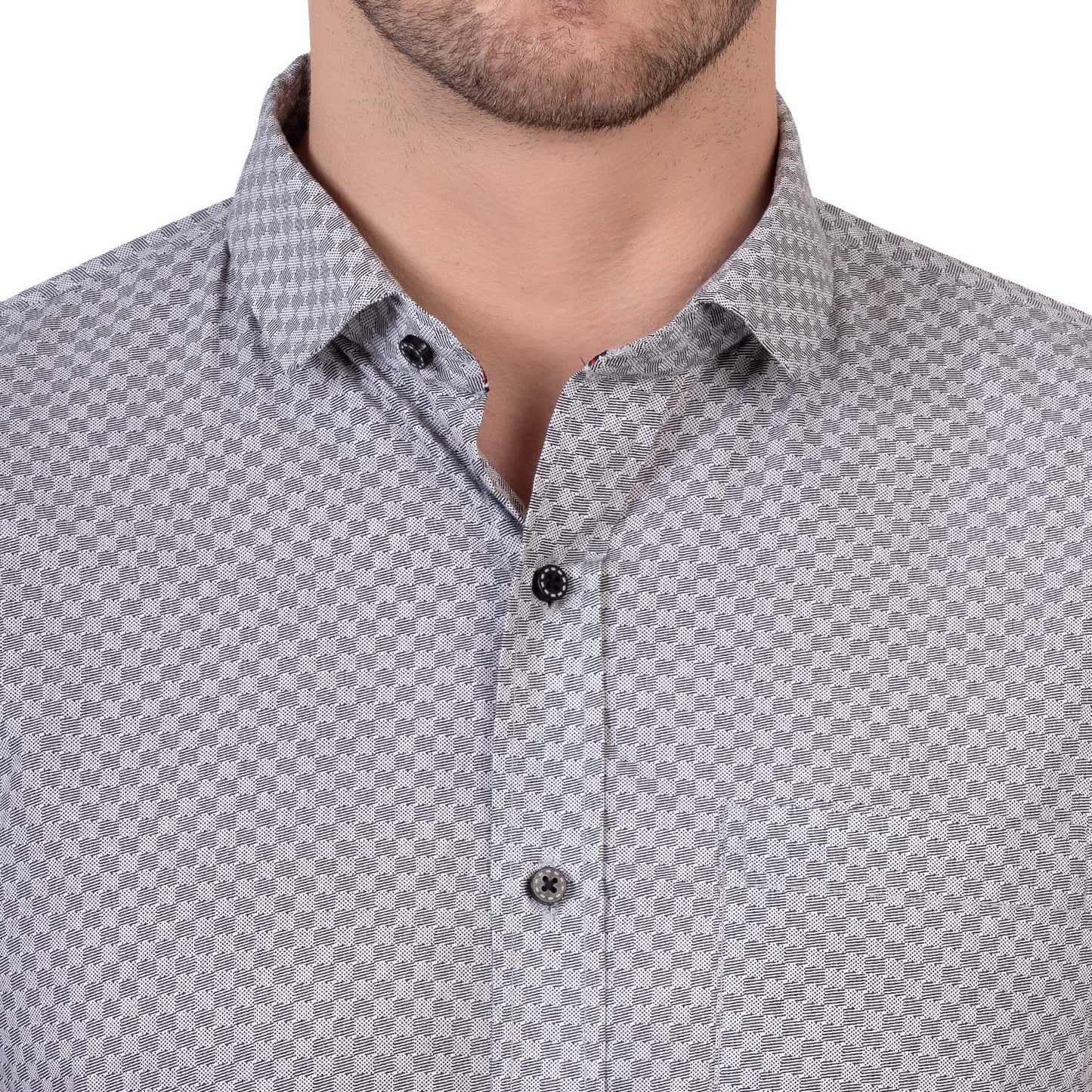 Half Sleeve Printed Cotton Shirt (Midnight Grey)