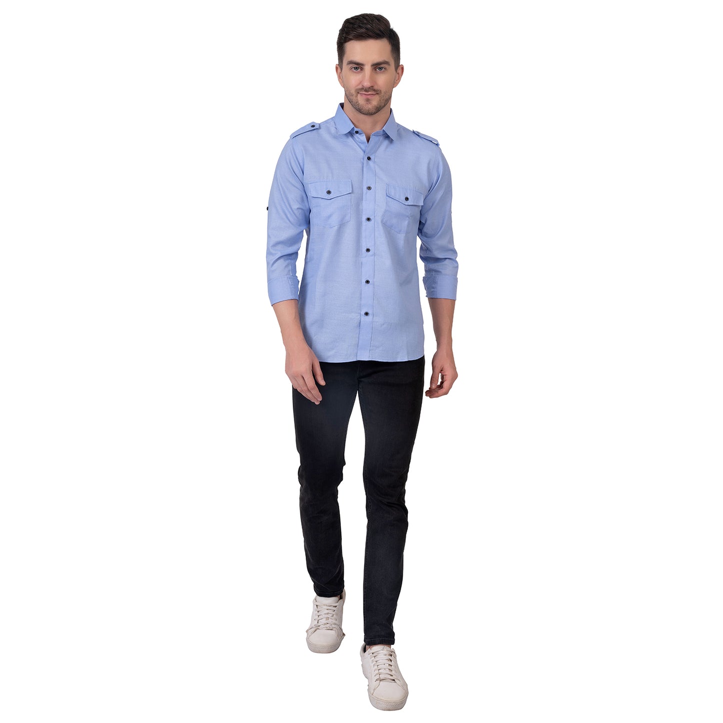 Full Sleeve Magic Linen Shirt (Fade Blue)