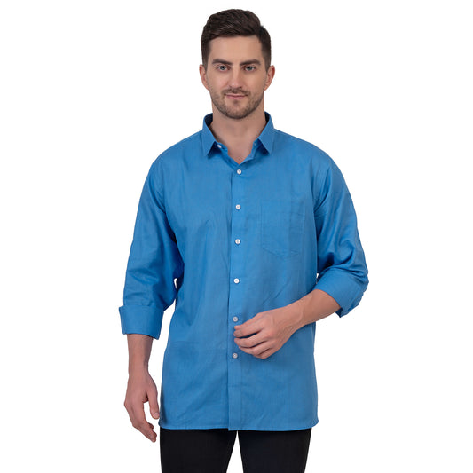 Full Sleeve Magic Linen Shirt (Bright Blue)