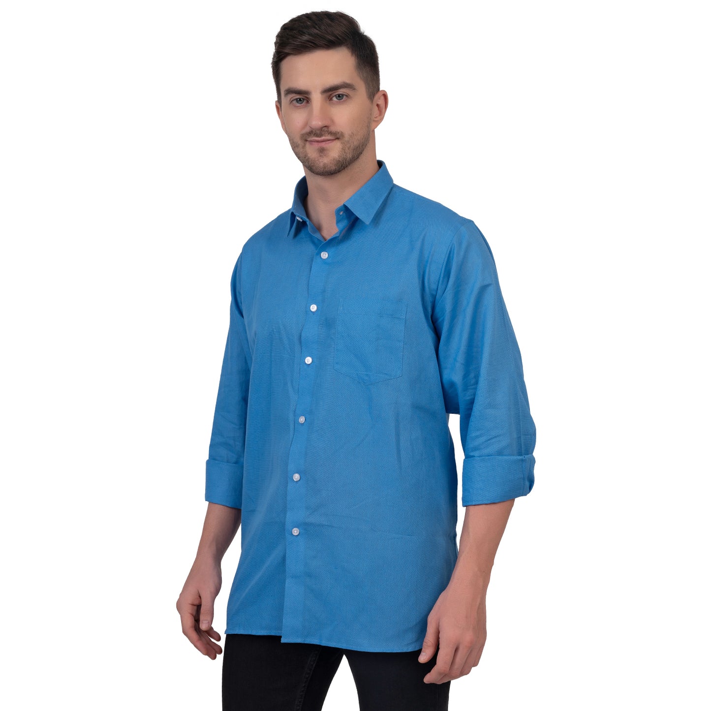 Full Sleeve Magic Linen Shirt (Bright Blue)