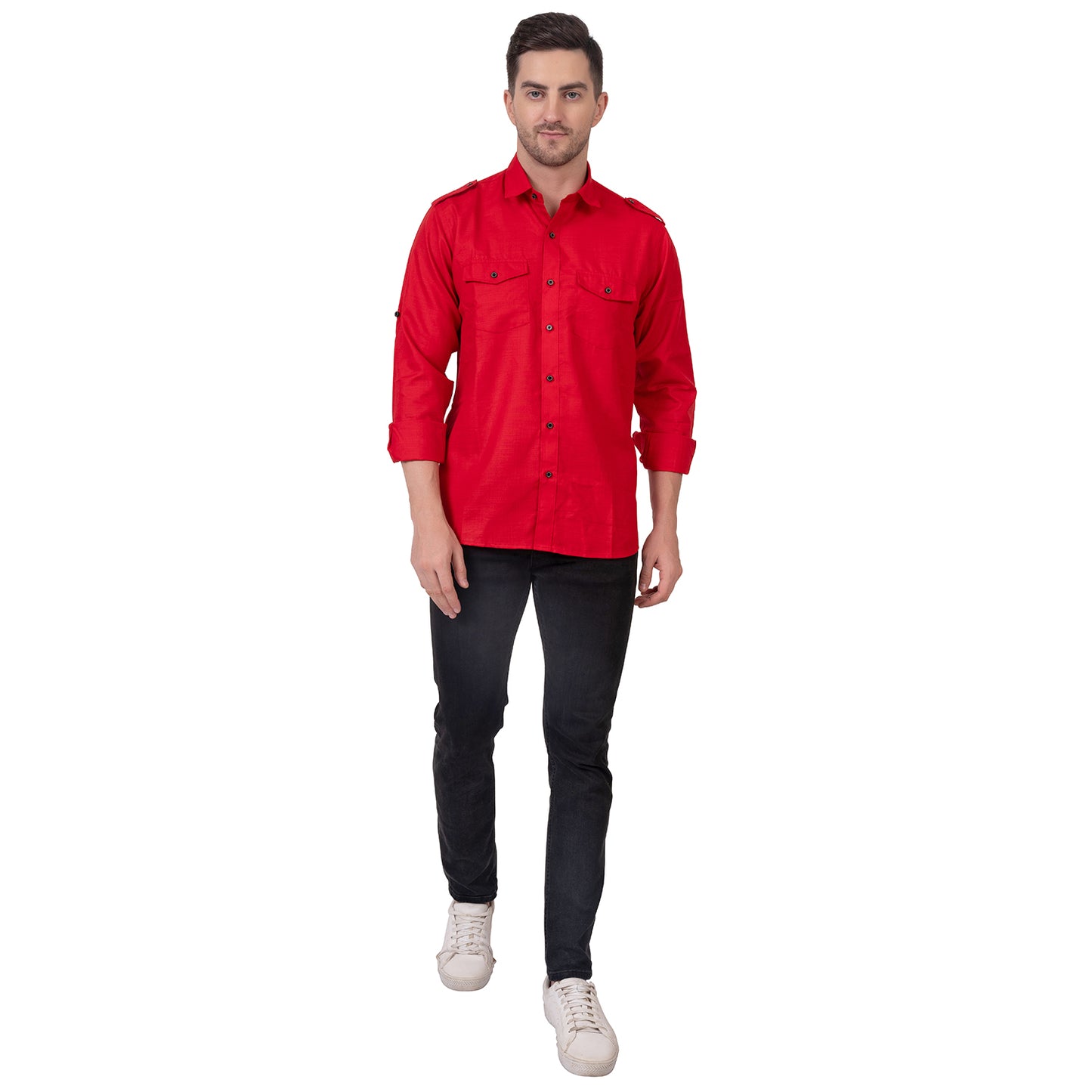 Full Sleeve Magic Linen Shirt (Bright Red)