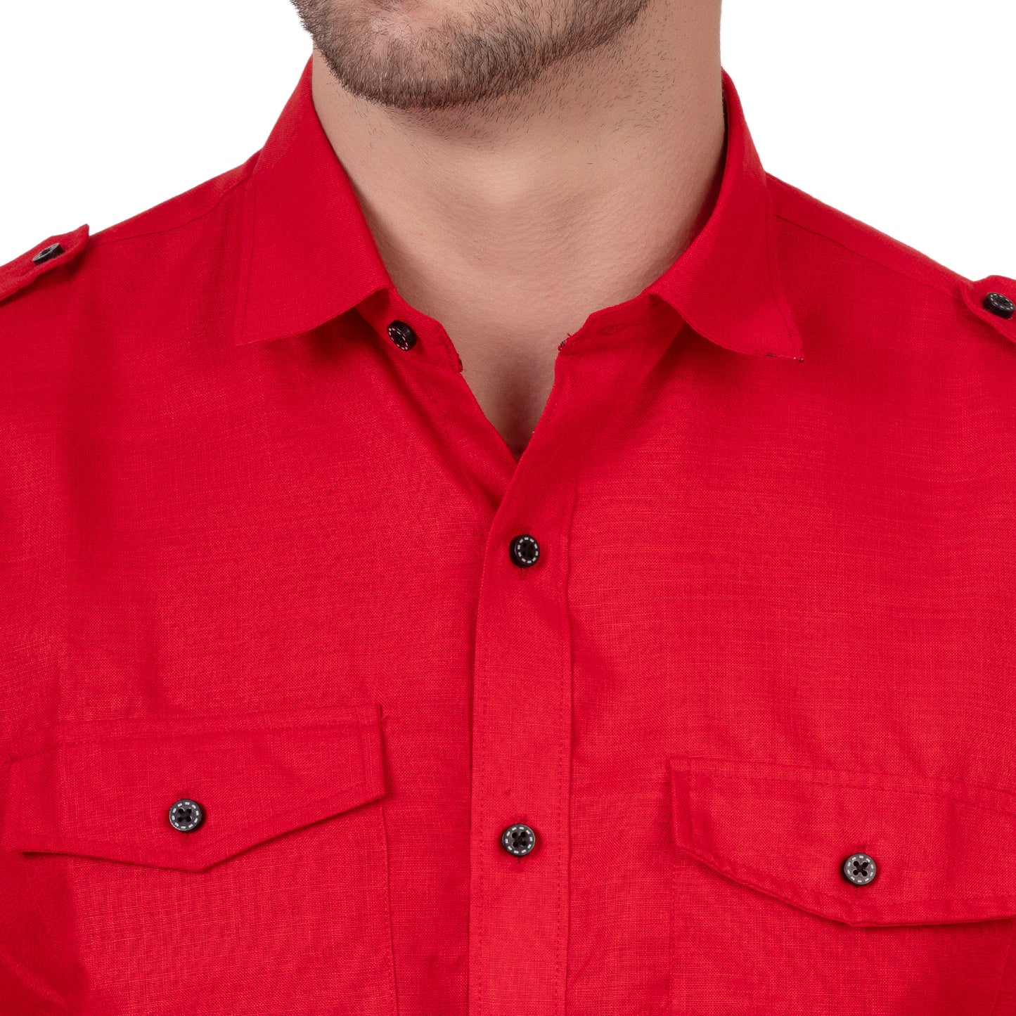 Full Sleeve Magic Linen Shirt (Bright Red)