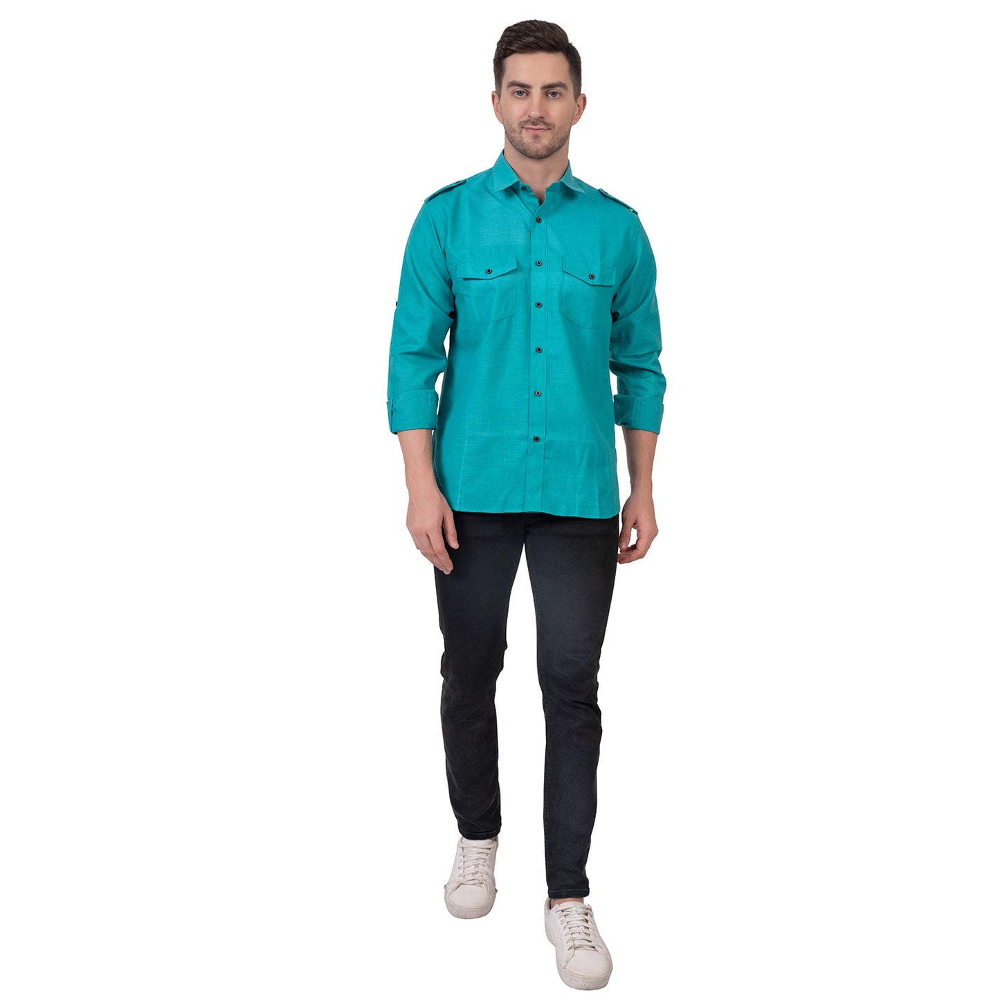 Full Sleeve Magic Linen Shirt (Ocean Blue)