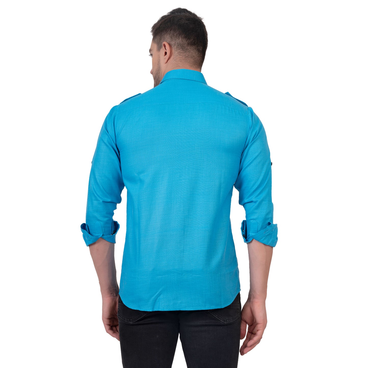 Full Sleeve Magic Linen Shirt (Aqua Blue)