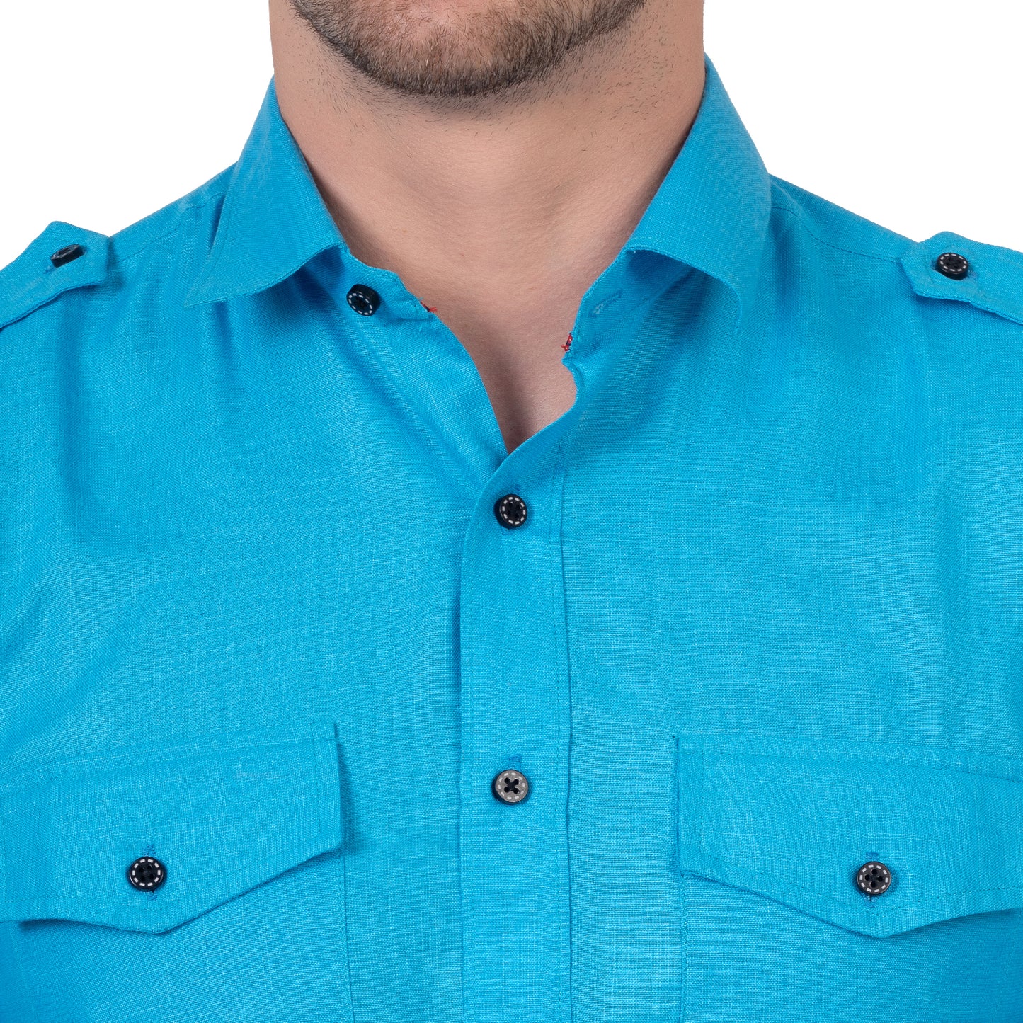 Full Sleeve Magic Linen Shirt (Aqua Blue)