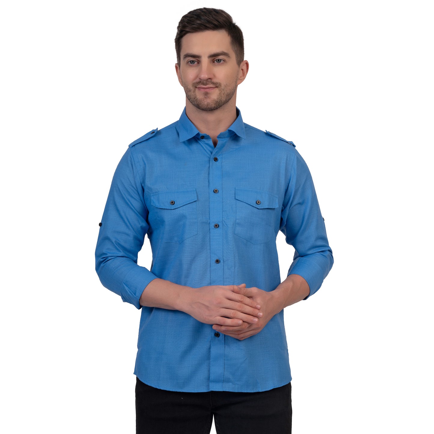 Full Sleeve Magic Linen Shirt (Blue)