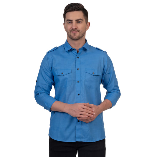 Full Sleeve Magic Linen Shirt (Blue)