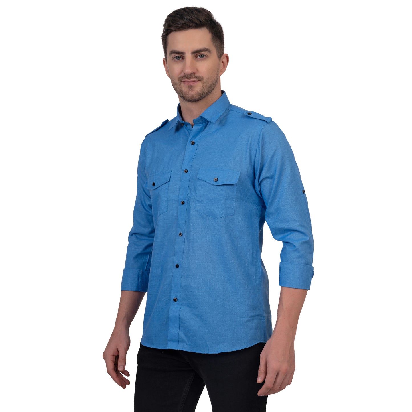 Full Sleeve Magic Linen Shirt (Blue)