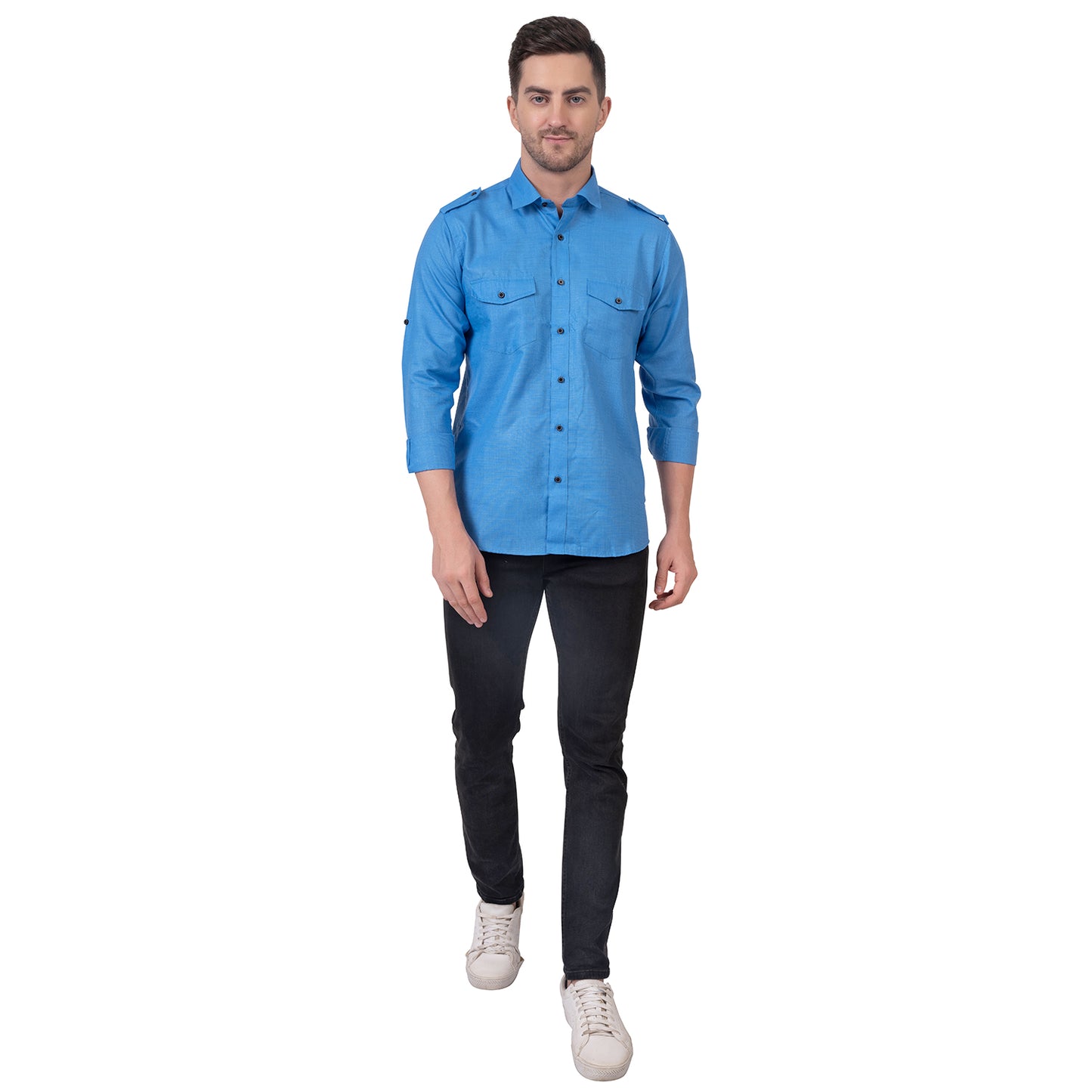 Full Sleeve Magic Linen Shirt (Blue)