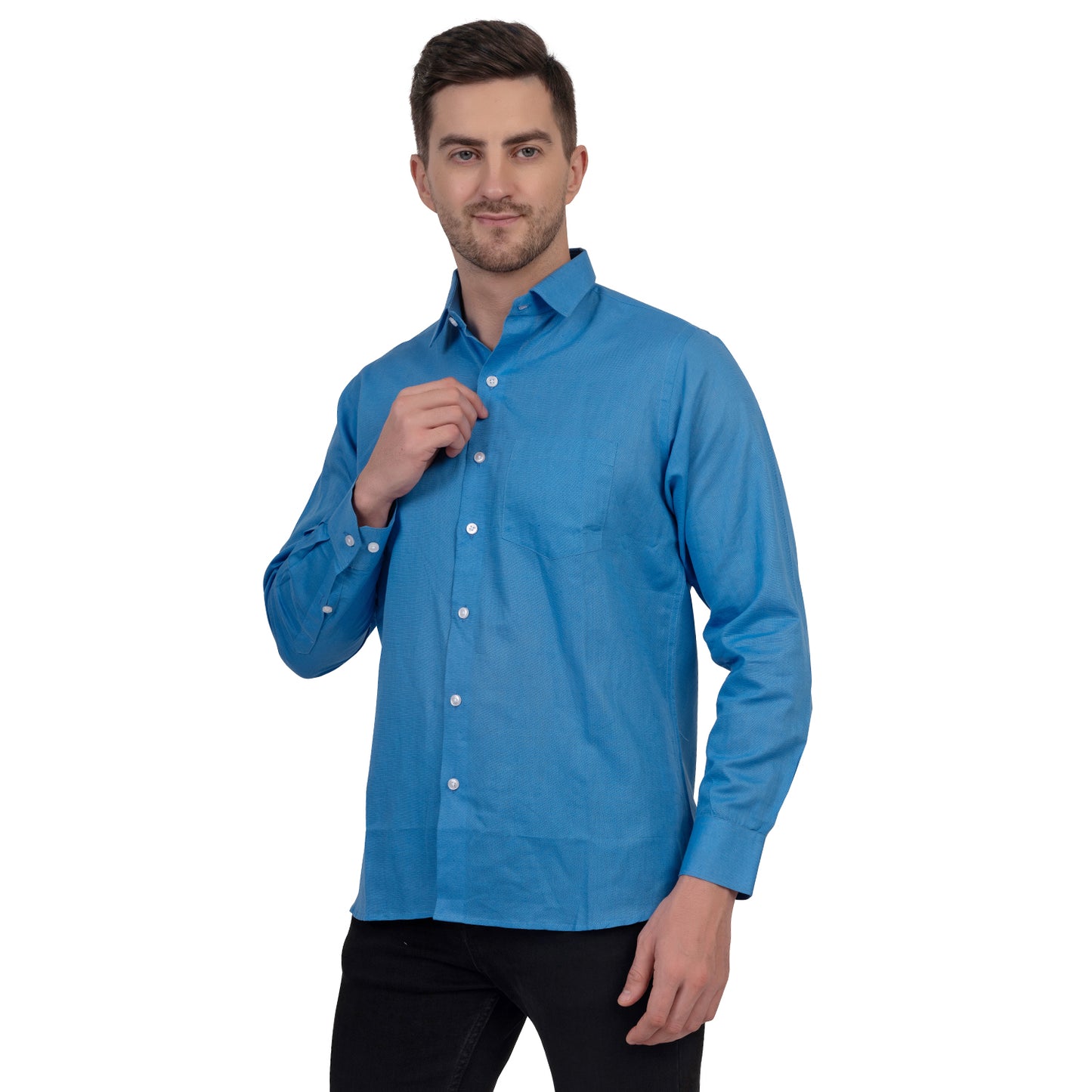 Full Sleeve Premium Linen Shirt (Brilliant Blue)