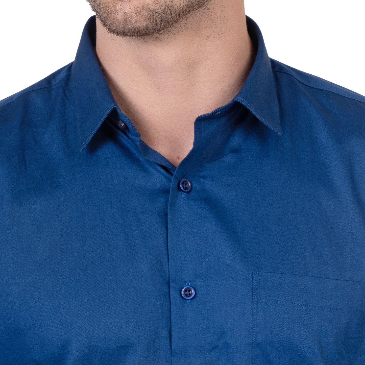 Full Sleeve Satin Cotton Shirt (Royal Blue)