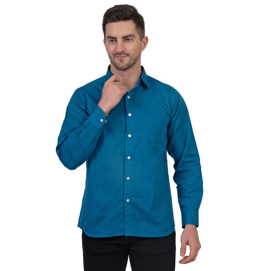 Full Sleeve Premium Linen Shirt (Deep Blue)