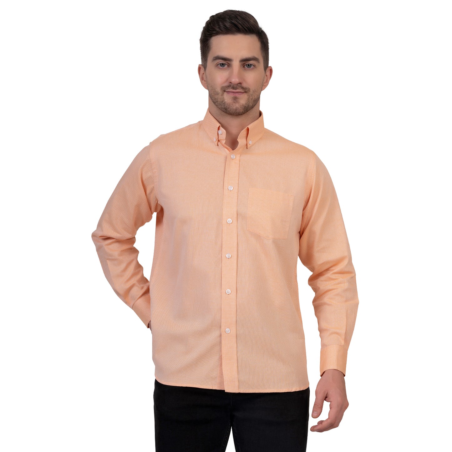 English Oxford Shirt Full Sleeve (Light Orange)