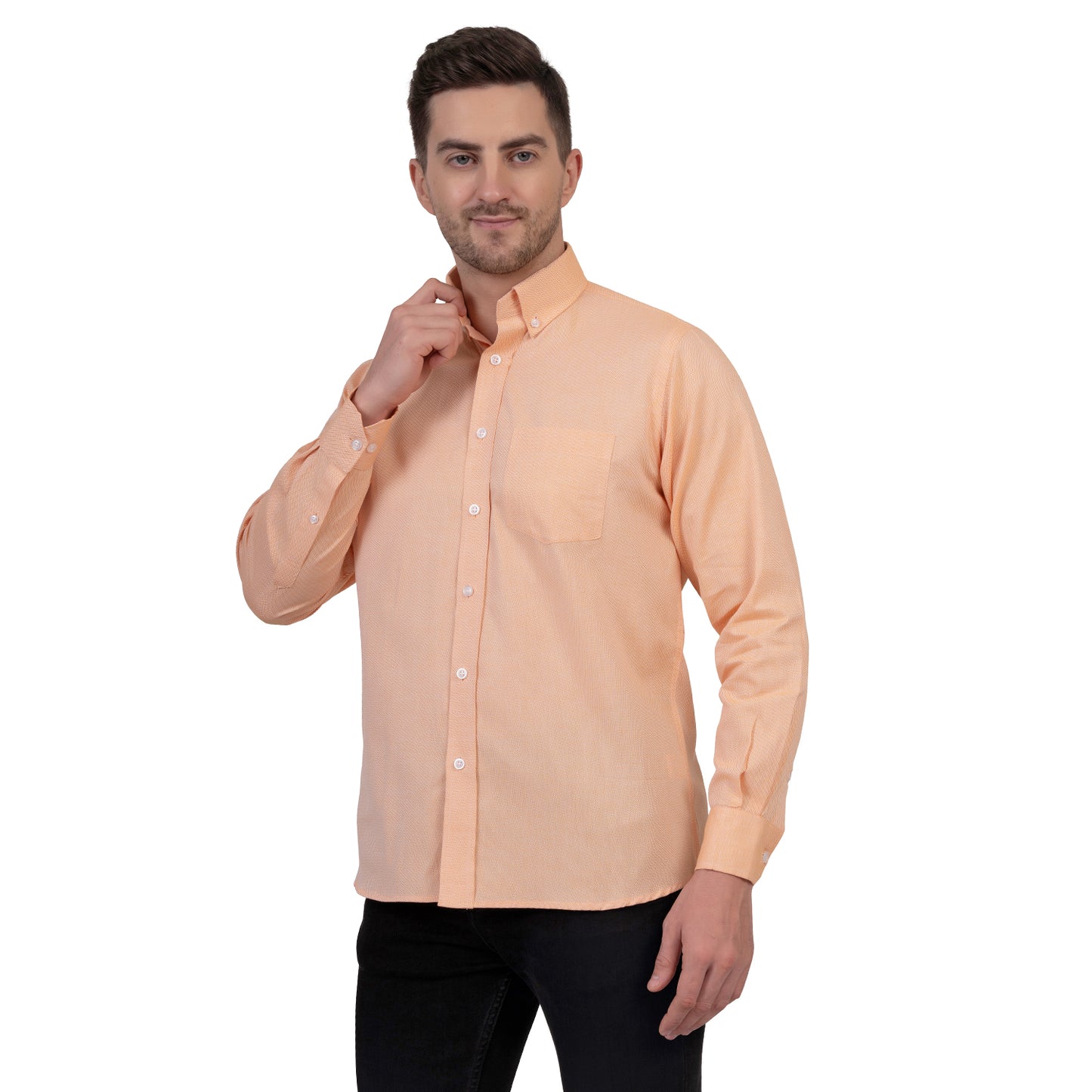 English Oxford Shirt Full Sleeve (Light Orange)