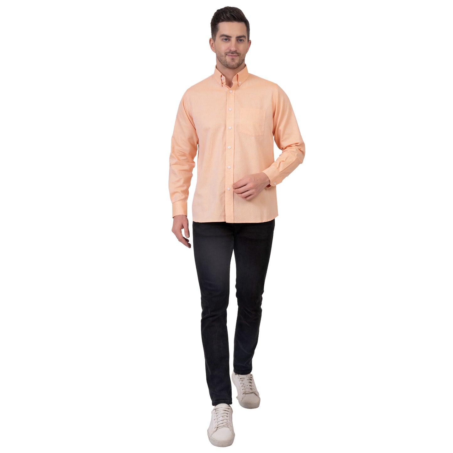 English Oxford Shirt Full Sleeve (Light Orange)