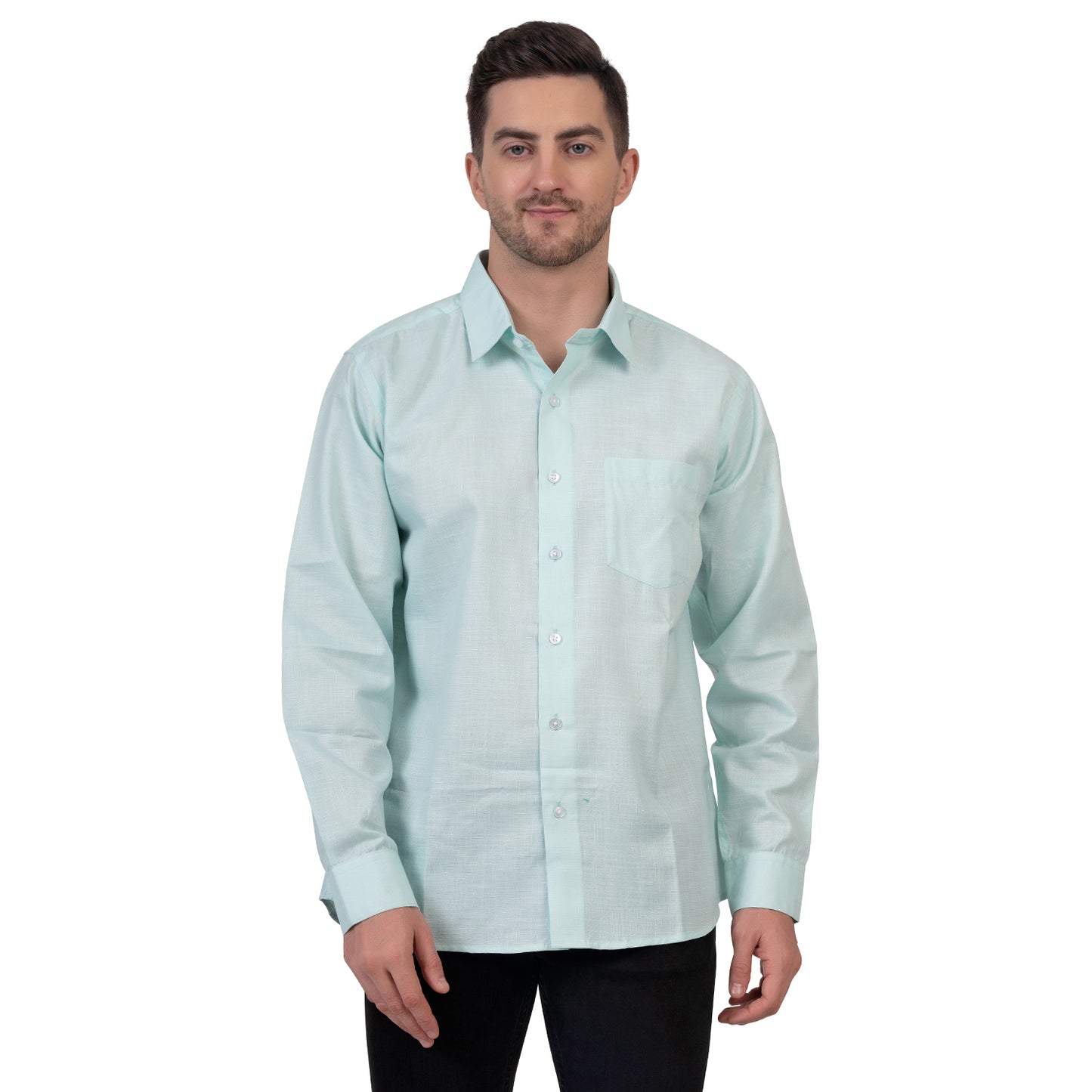 Full Sleeve Premium Linen Shirt (Aqua Blue)