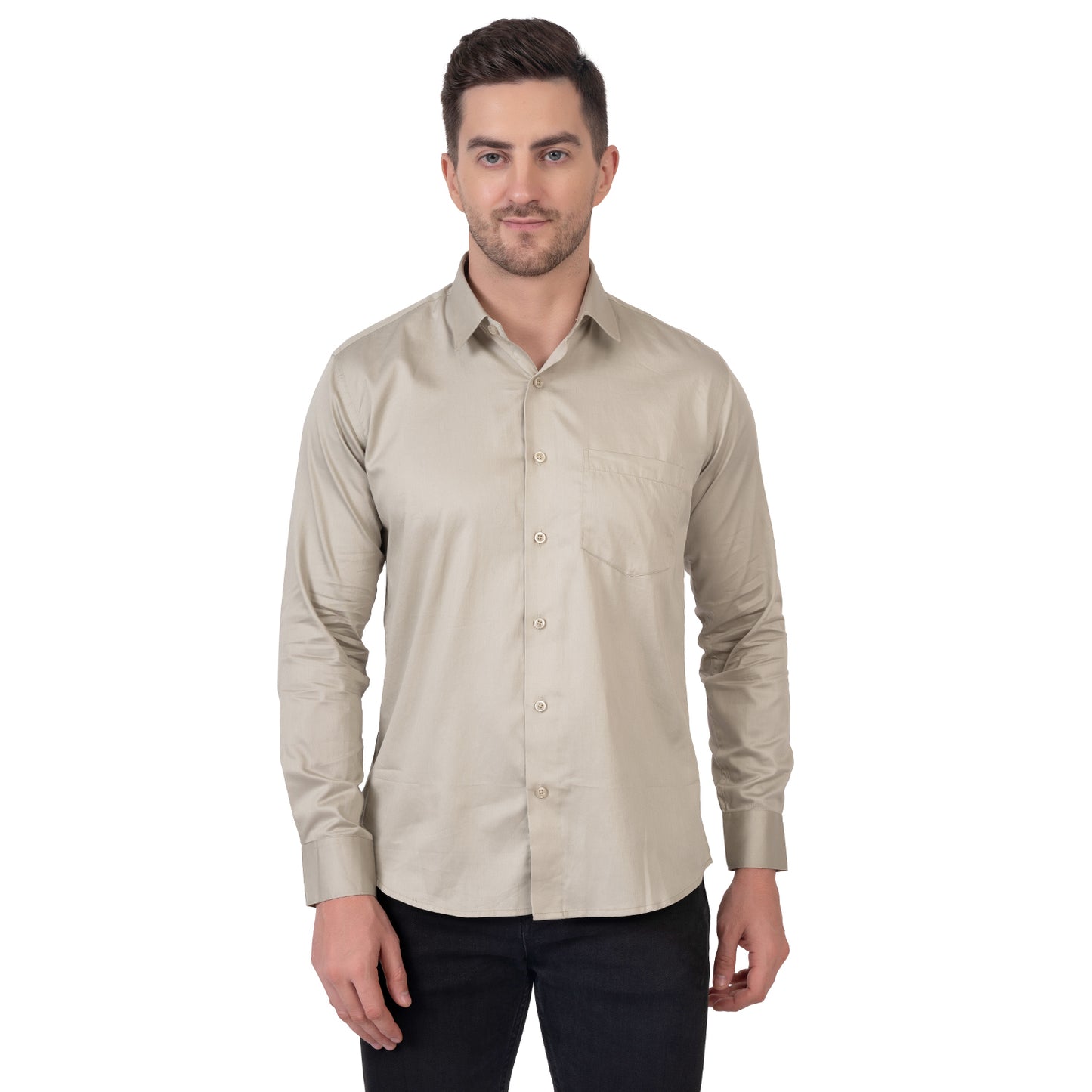 Full Sleeve Satin Cotton Shirt (Satin Brown)