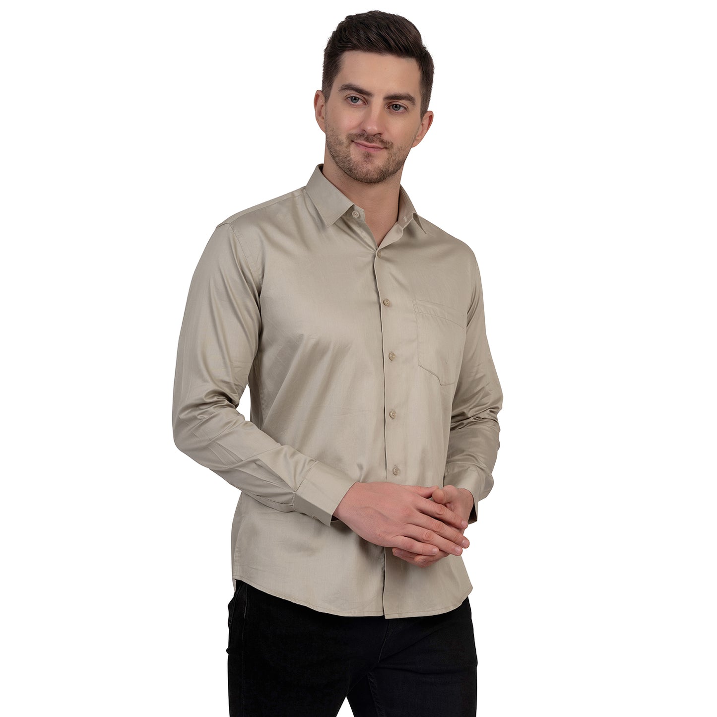 Full Sleeve Satin Cotton Shirt (Satin Brown)