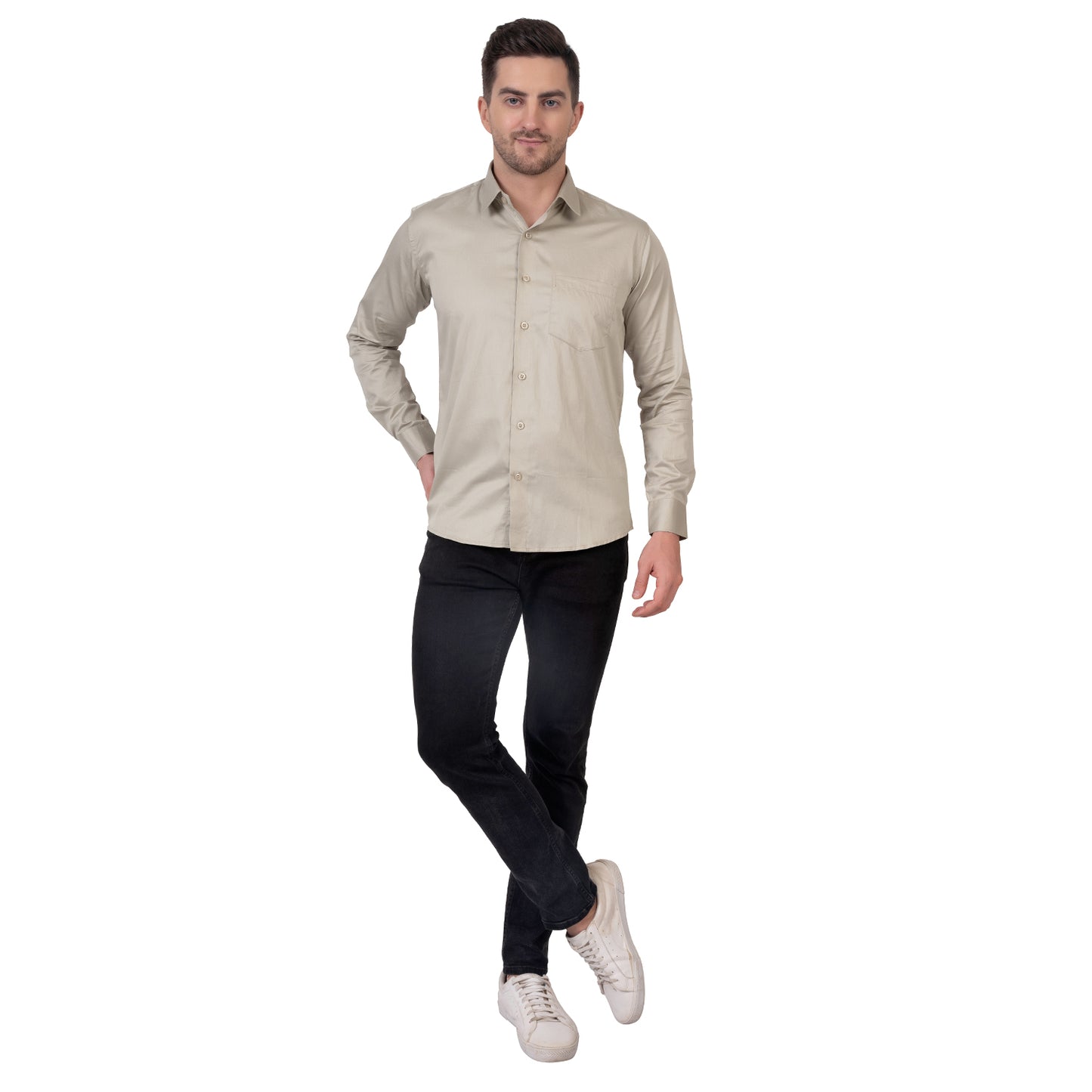 Full Sleeve Satin Cotton Shirt (Satin Brown)