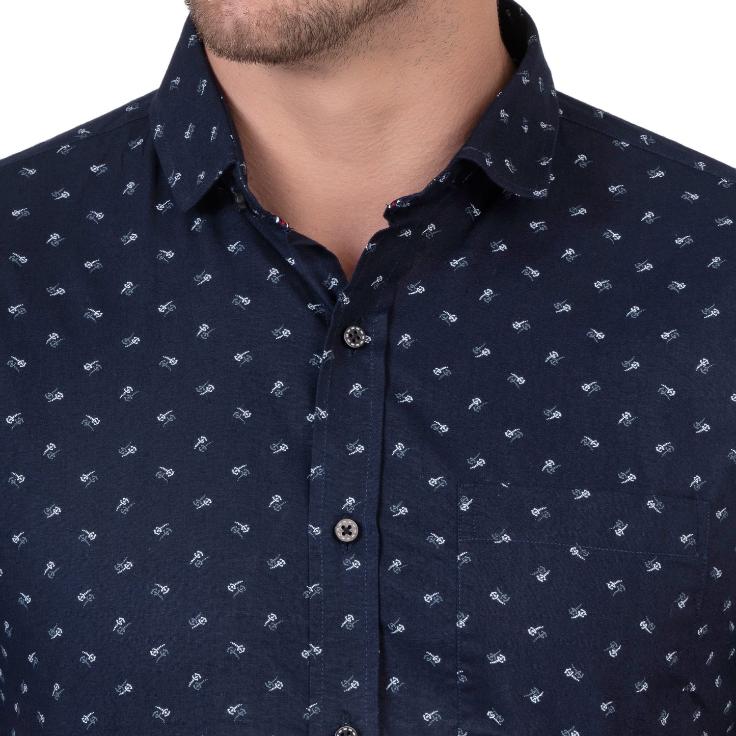 Half Sleeve Printed Cotton Shirt (Royal Blue)