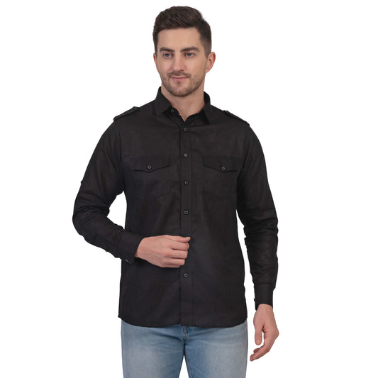 Full Sleeve Magic Linen Shirt (Black)