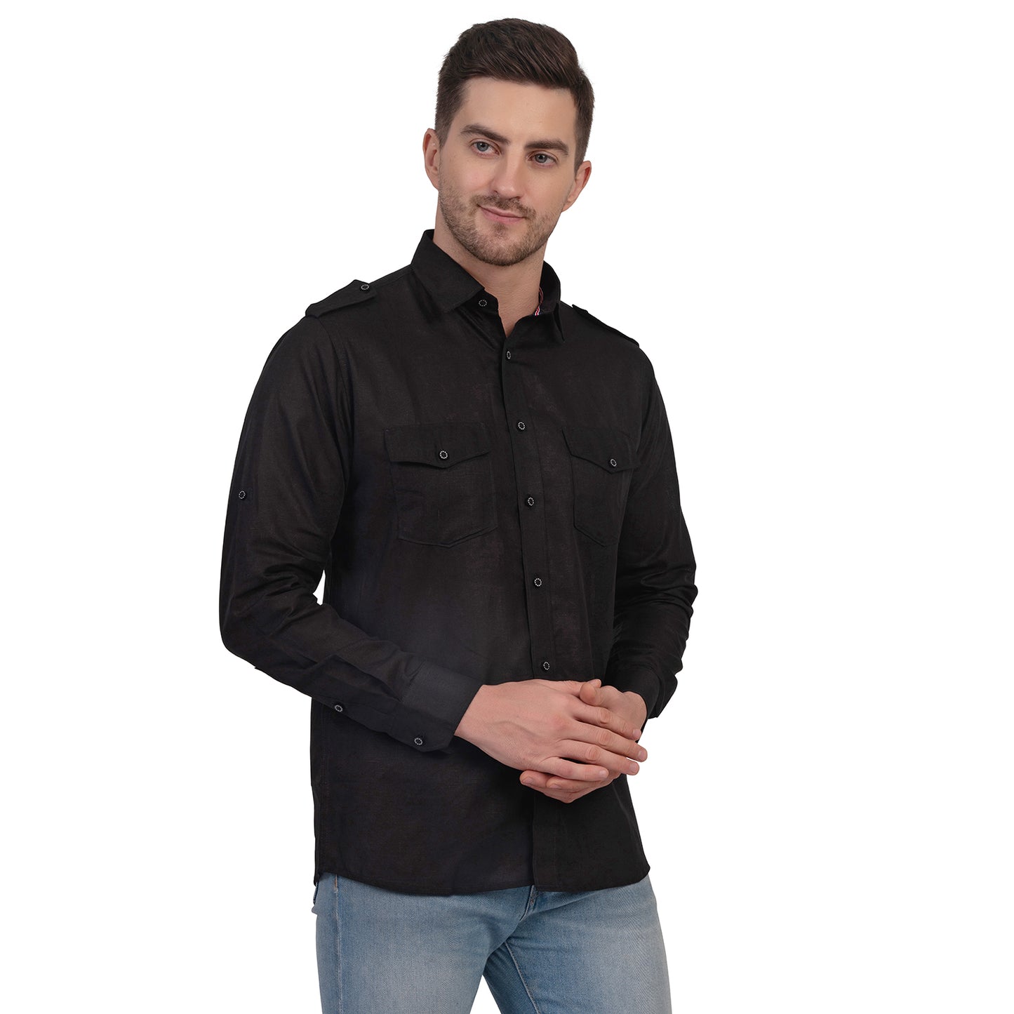 Full Sleeve Magic Linen Shirt (Black)