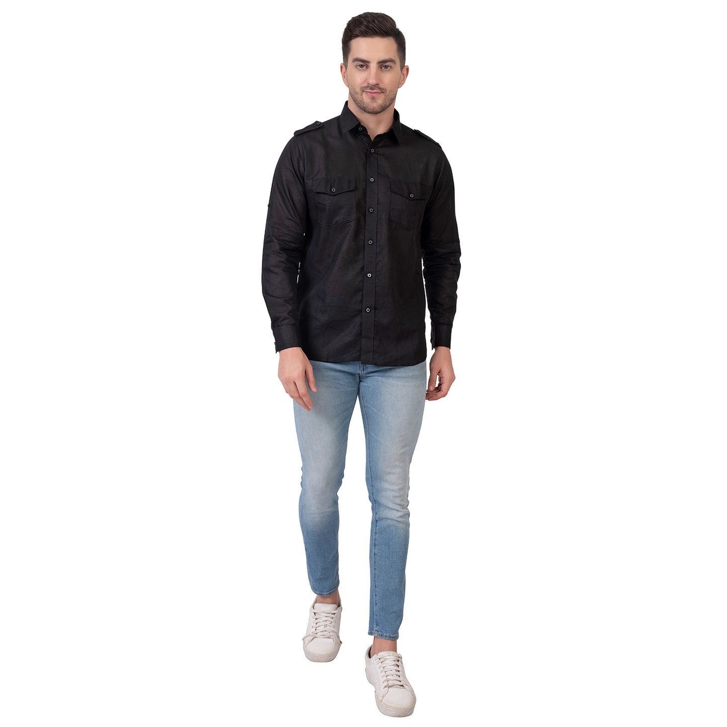 Full Sleeve Magic Linen Shirt (Black)