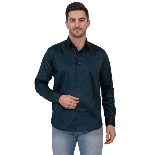 Full Sleeve Satin Cotton Shirt (Navy Blue)