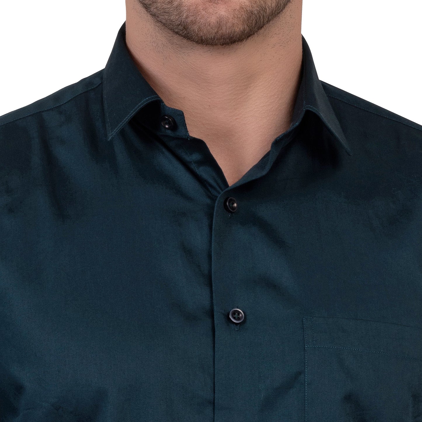 Full Sleeve Satin Cotton Shirt (Navy Blue)