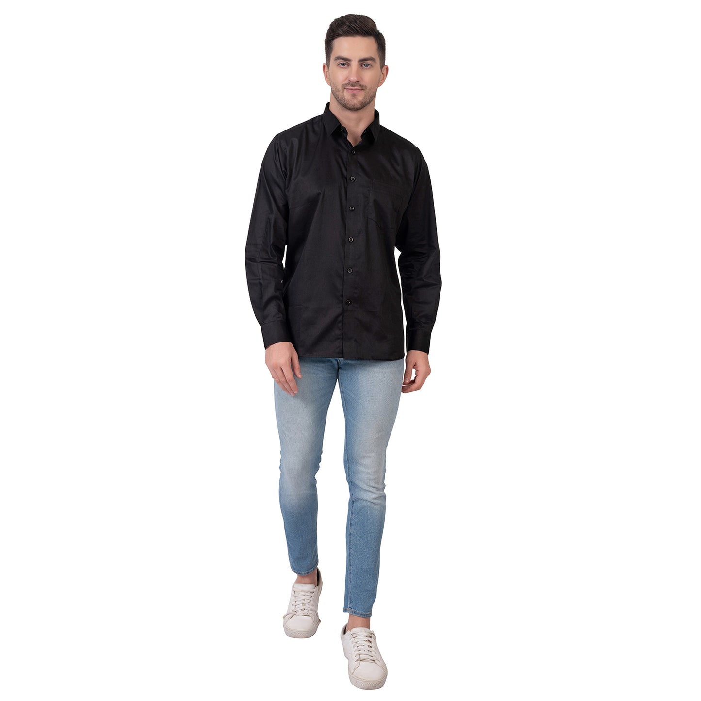 Full Sleeve Satin Cotton Shirt (Black)