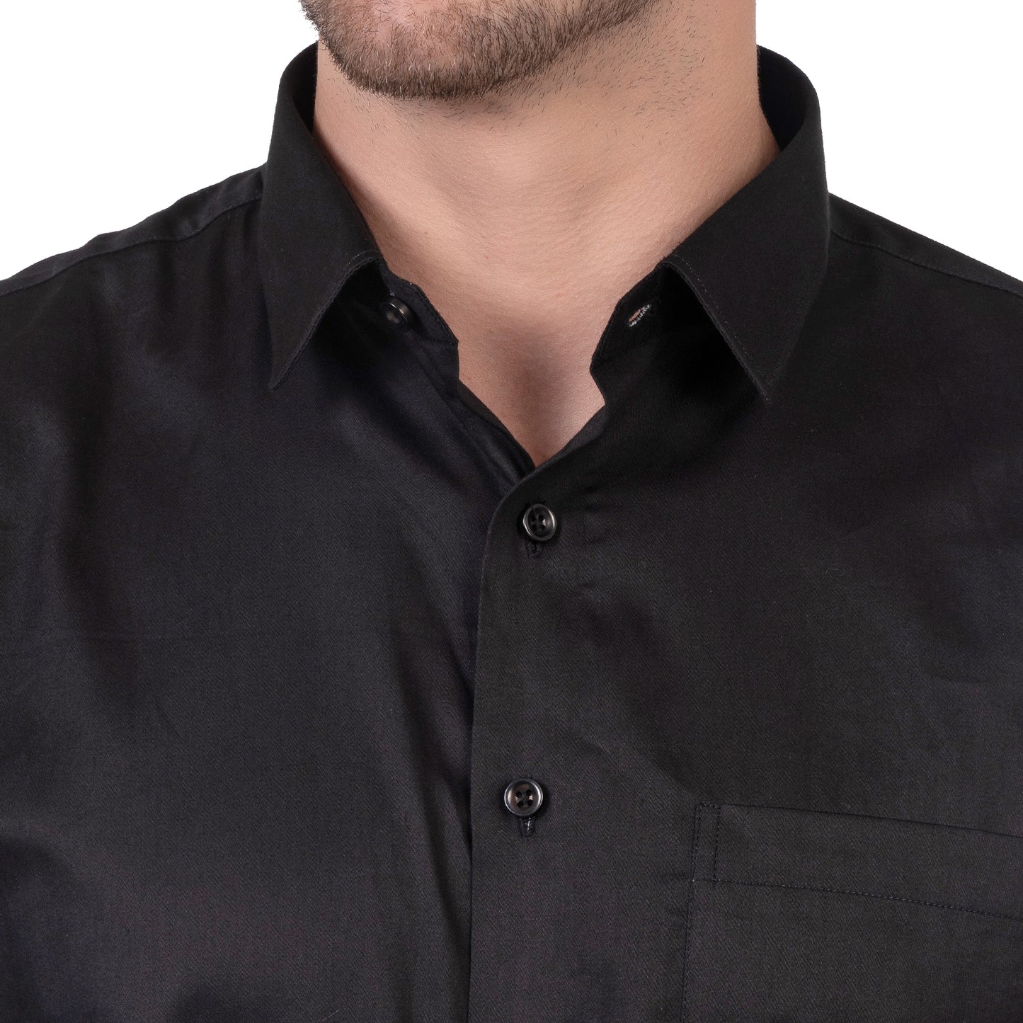 Full Sleeve Satin Cotton Shirt (Black)