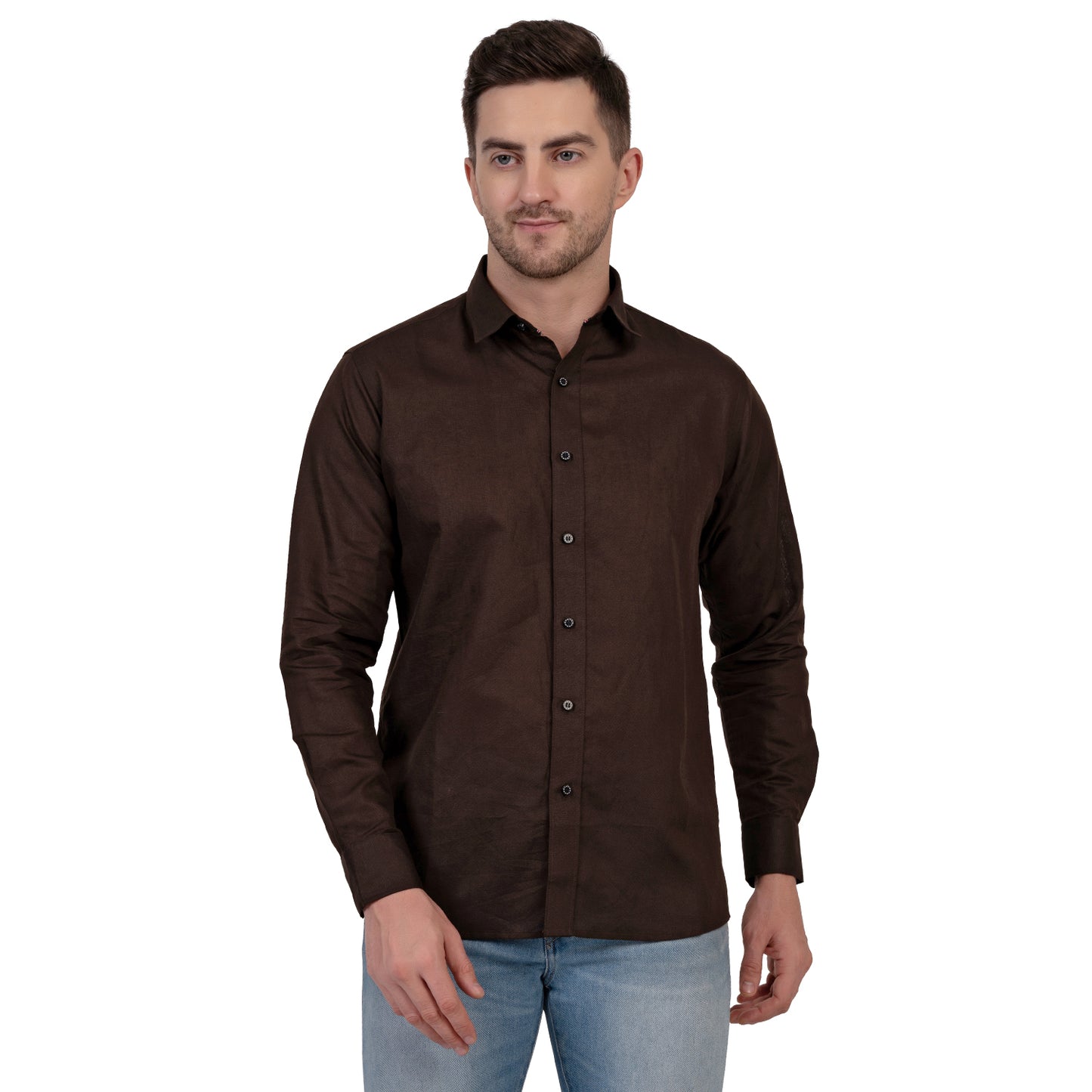 Full Sleeve Magic Linen Shirt (Dark Brown)