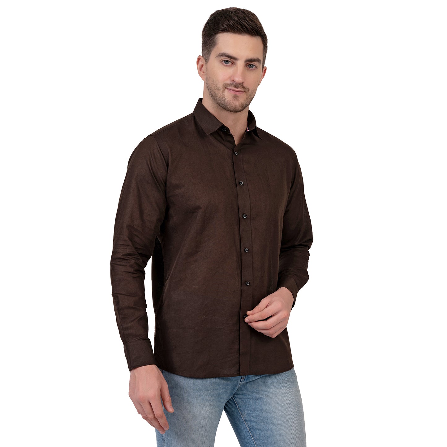 Full Sleeve Magic Linen Shirt (Dark Brown)