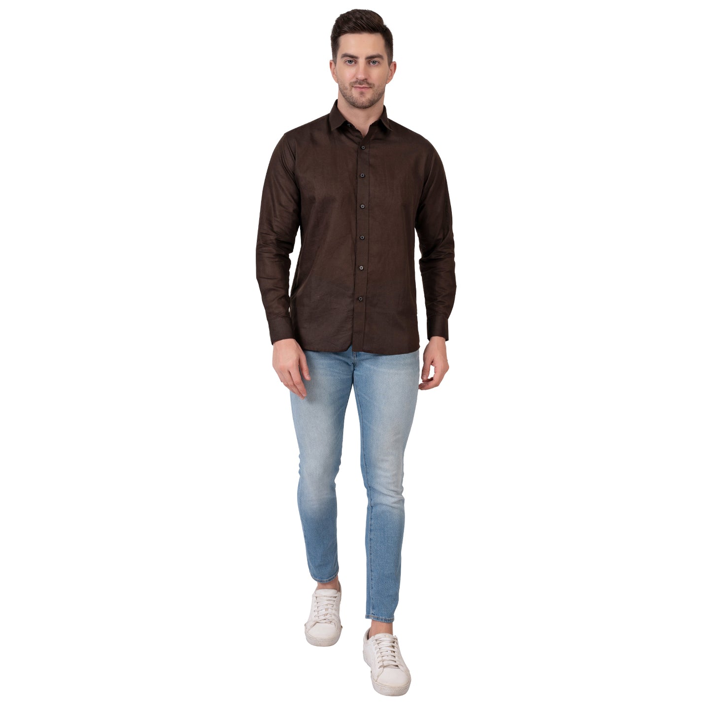 Full Sleeve Magic Linen Shirt (Dark Brown)