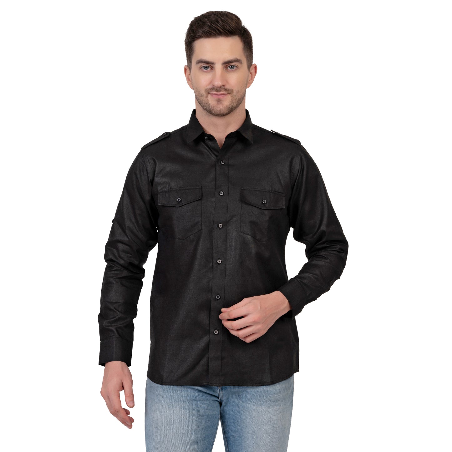 Full Sleeve Magic Linen Shirt (Jet Black)