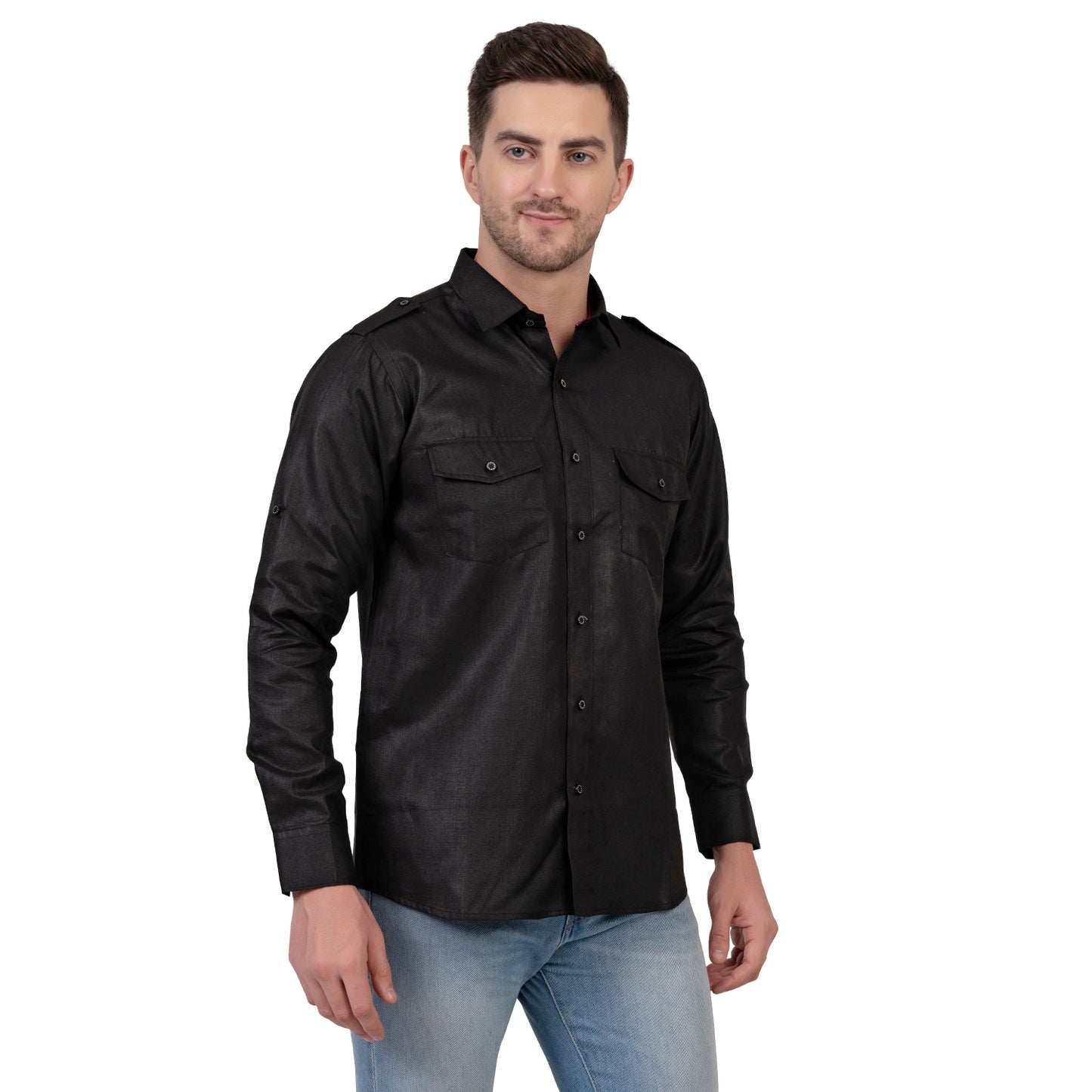 Full Sleeve Magic Linen Shirt (Jet Black)