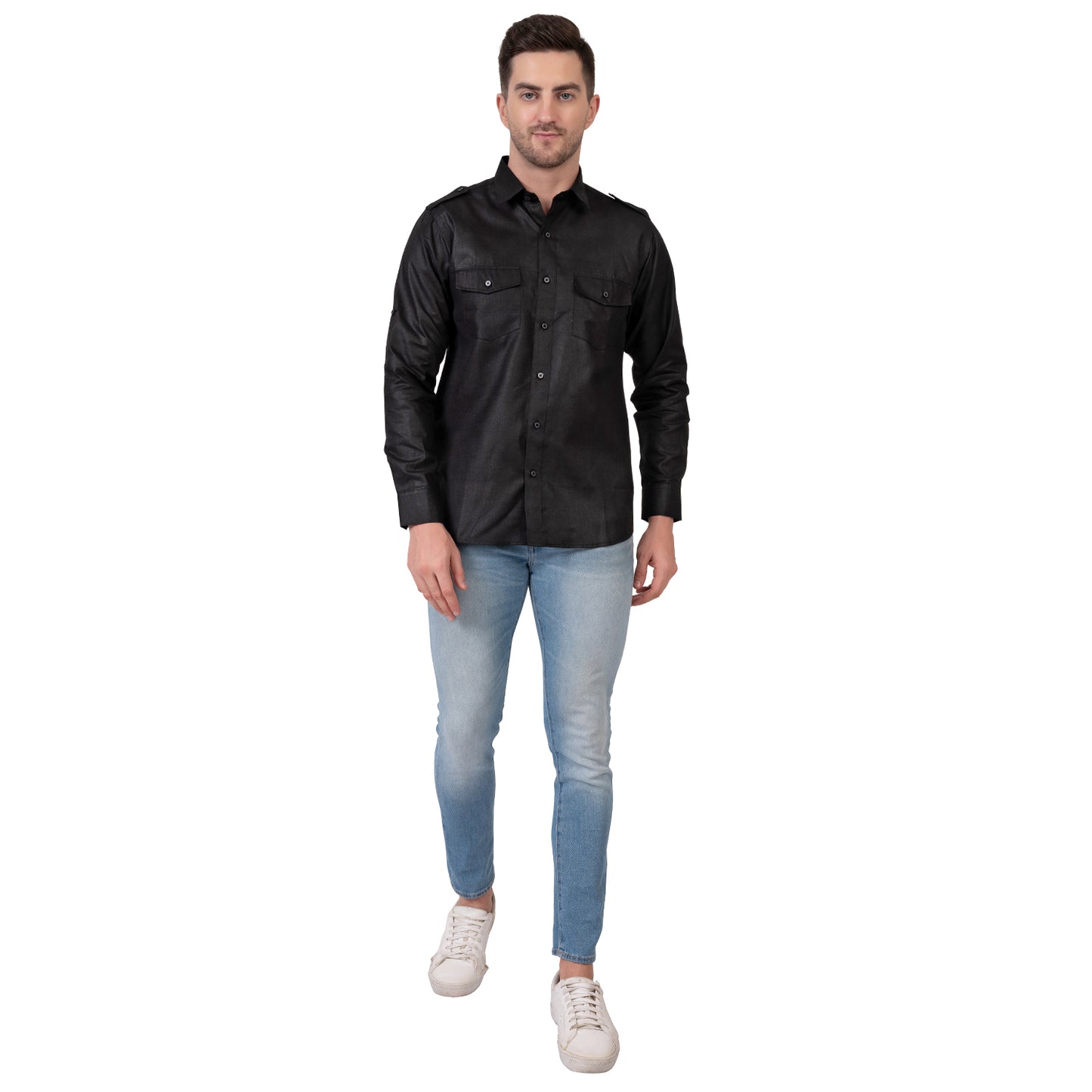 Full Sleeve Magic Linen Shirt (Jet Black)