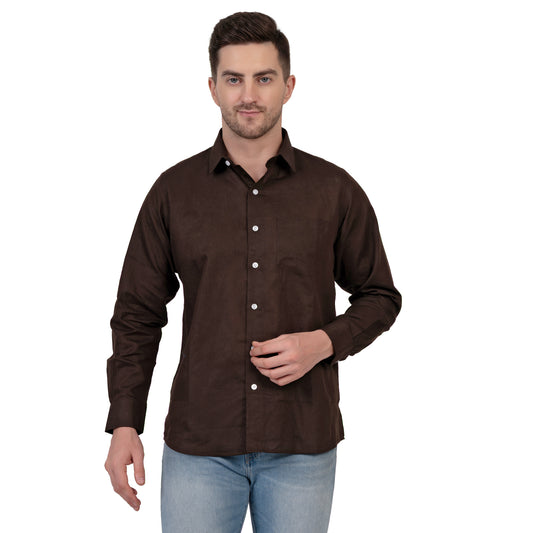 Full Sleeve Premium Linen Shirt (Brown)