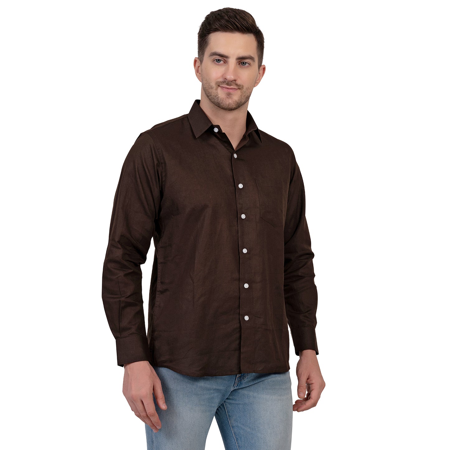 Full Sleeve Premium Linen Shirt (Brown)