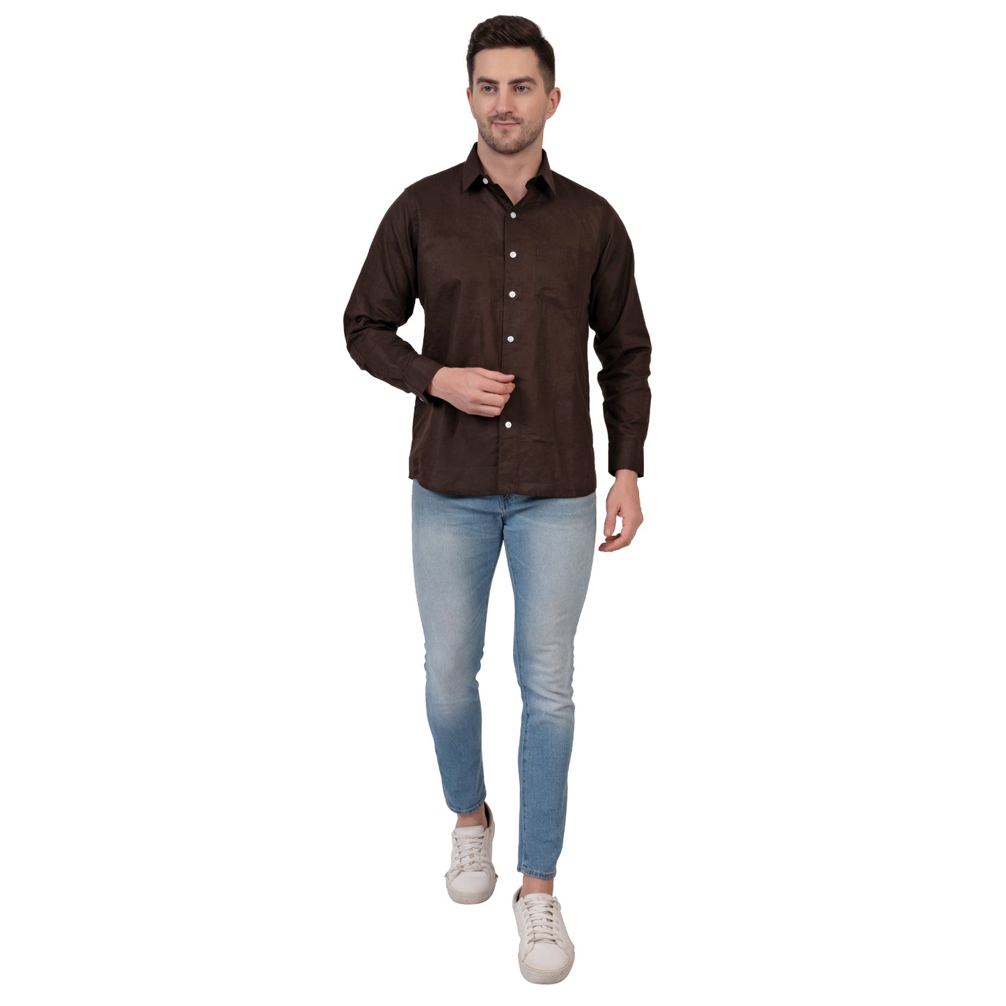 Full Sleeve Premium Linen Shirt (Brown)