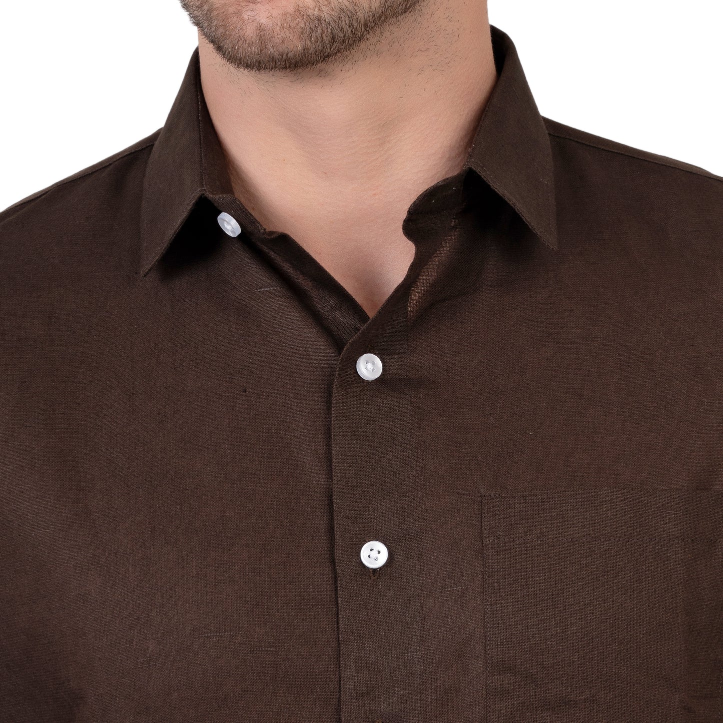 Full Sleeve Premium Linen Shirt (Brown)