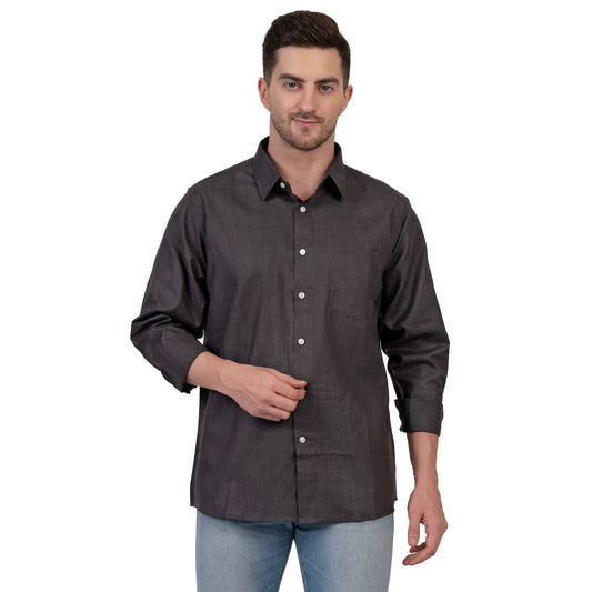 Full Sleeve Magic Linen Shirt (Charcoal Black)