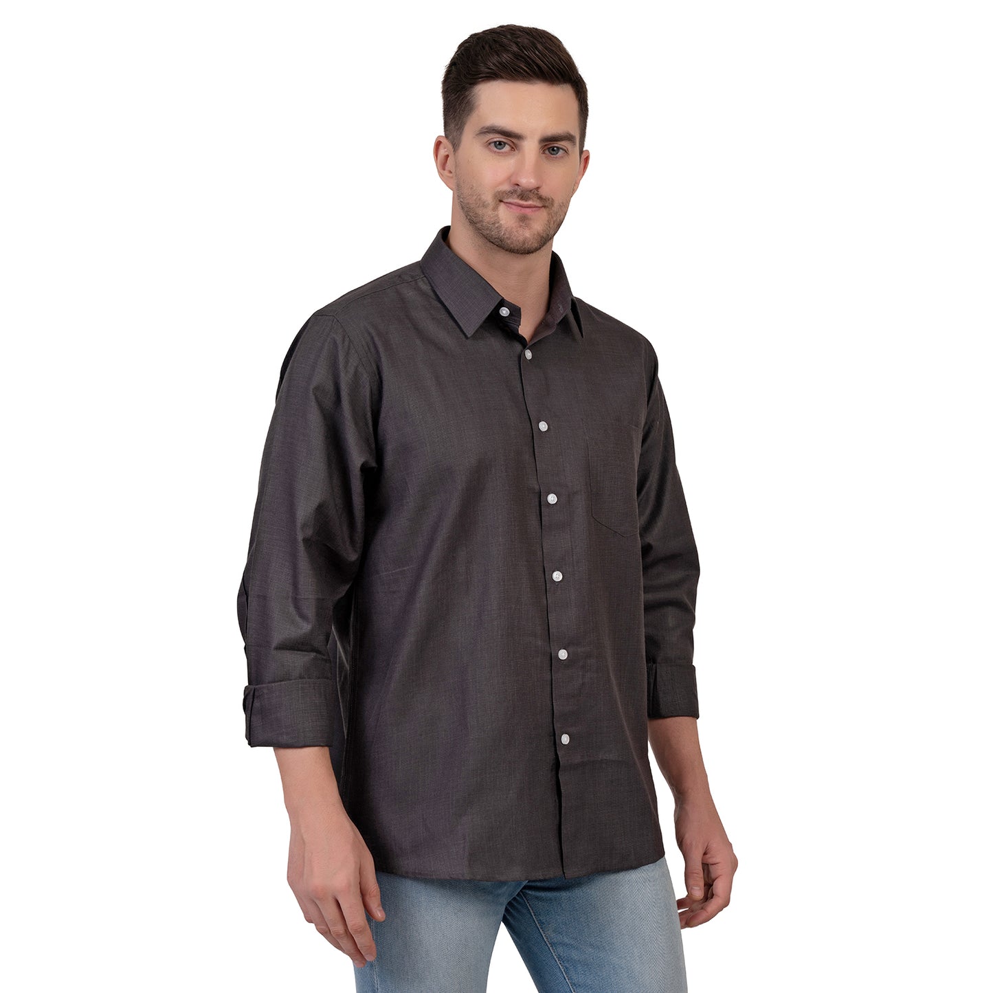 Full Sleeve Magic Linen Shirt (Charcoal Black)