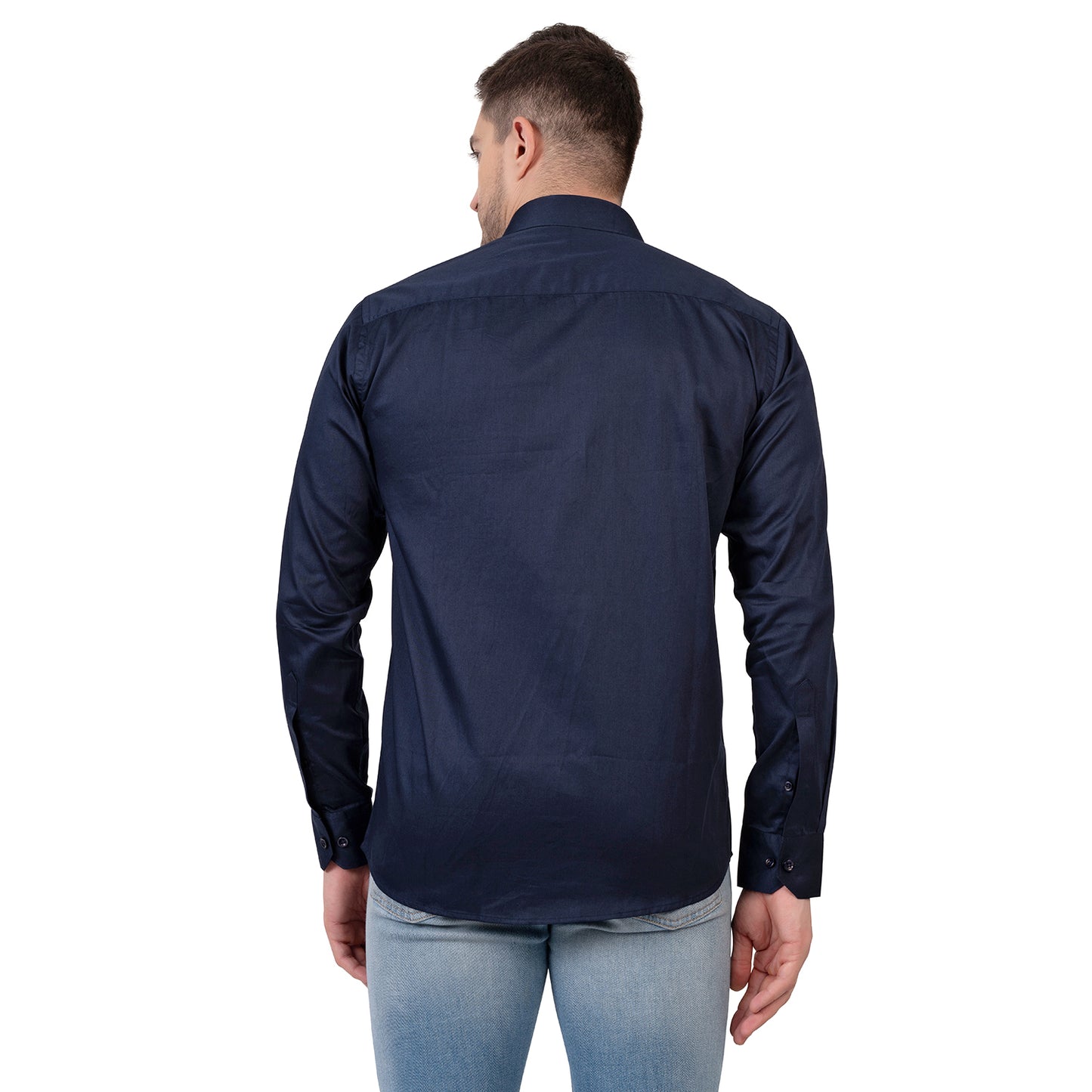 Full Sleeve Satin Cotton Shirt (Deep Blue)