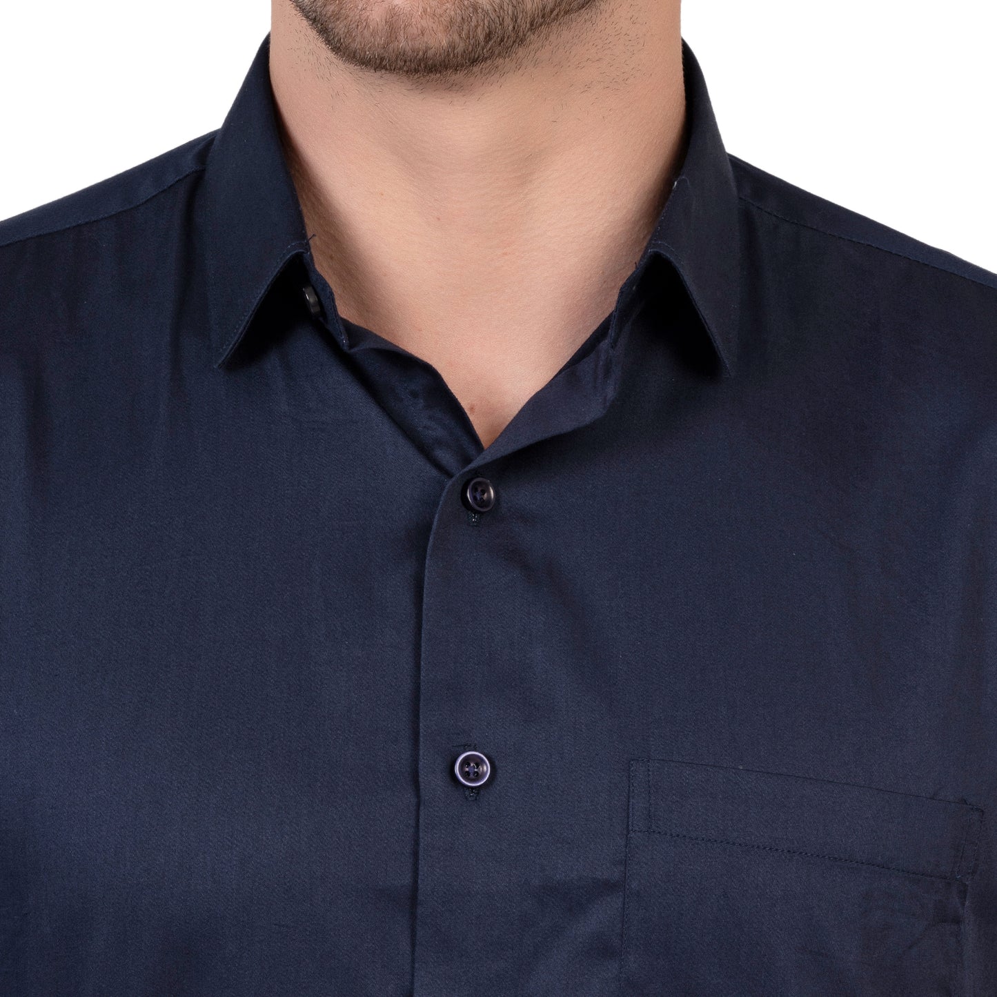 Full Sleeve Satin Cotton Shirt (Deep Blue)